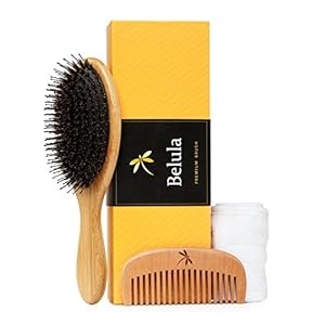 Premium Boar Bristle Hair Brush for Thick Hair Set. Hairbrush for Women With Thick, Long or Curly Hair. Restores Hair’s Shine and Health. Comb, Travel Bag & Spa Headband Included