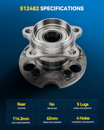 Image of PHILTOP 512482 x2 AWD Rear Wheel Bearing Hub Assembly for Toyota Sienna
