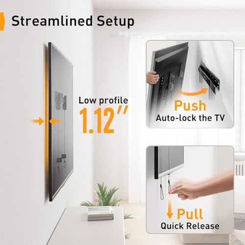 Image of Perlegear No Drill TV Wall Mount for Most 24-65 Inch TVs up to 100 lbs, Studless TV Mount, Drywall TV Bracket with Max VESA 400x400mm, No Stud, Easy Install, Low Profile, PGMT7