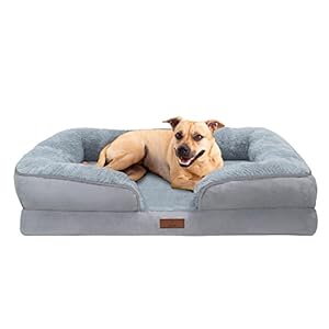 Fur & Bone Sofá de cama para perro, sofá de cama para cachorros, funda lavable con cremallera extraíble, protector de colchón impermeable, cama ortopédica, parte inferior antideslizante | M | gris