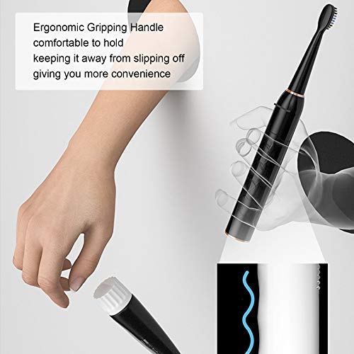 Leeofty Escovas de dentes elétricas 2 em 1 e escova de limpeza facial para adultos com 4 cabeças de