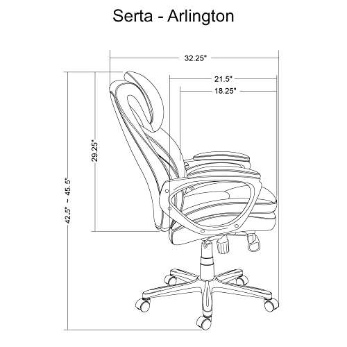 Serta® Smart Layers™ Air Arlington Executive Chair, Leather, Black/Pewter #TOP6