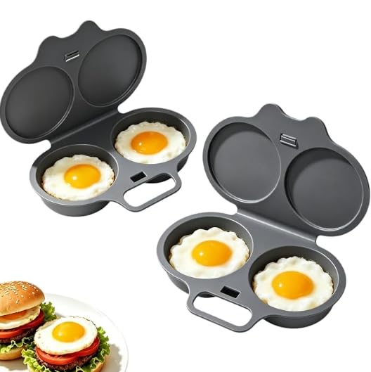 2PCS Dual Cavity Microwave Egg Poacher With Lid & Handle, Microwave Egg Boiler Poacher, Nonstick Poached Egg Maker, Quick-Heat Microwave Egg Cooker for Kitchen Cooking Tool