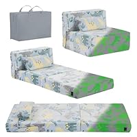 YOTATING Kids Sofa Bed, Toddler Floor Mattress Glow in The Dark, Baby Modular Blue Dinosaur Couch, Fold Up Children Sofa Convertible Futon Folding Mattress Chair Bed for Playroom, Green Dinosaur