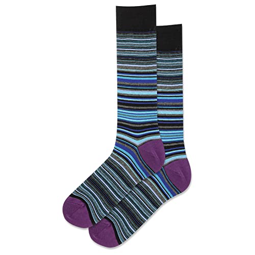 Hot Sox Mens Thin Multi Stripe Crew Socks