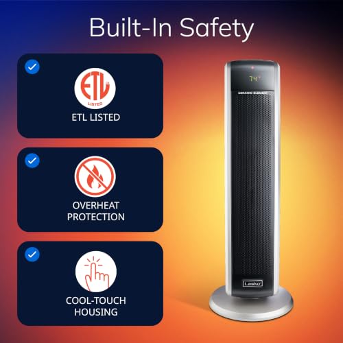 Image of Lasko 29 inch Ceramic Tower Space Heater with Remote Control - Black - 5586