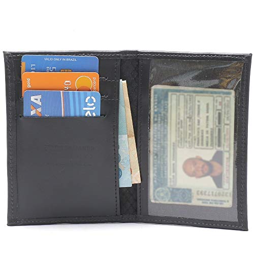 Carteira Masculina Porta Rg em Couro Legítimo (Preto)