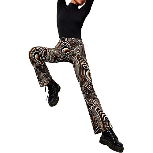 Womens Long Pants Adults Water Ripple Print High Waist Flared Trousers for Summer Fall Pants4