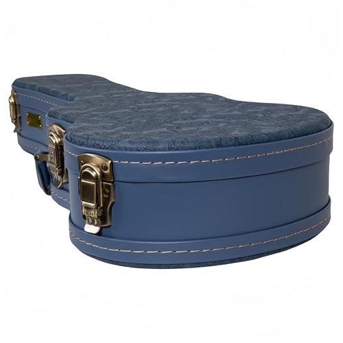 Crossrock Relief Series Tenor Ukulele Case for 27'' Large Body | Carved Smoke Blue Finish, Monochrome Blue Velvet Interior, Lock (CRW630TUSB) by Crossrock - Image 6