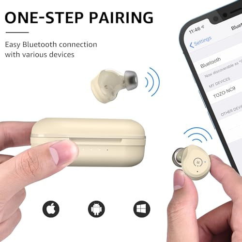 Image of TOZO NC9 Hybrid Active Noise Cancelling Wireless Earbuds, in Ear Headphones IPX6 Waterproof Bluetooth 5.3 Stereo Earphones, Immersive Sound Premium Deep Bass Headset Khaki
