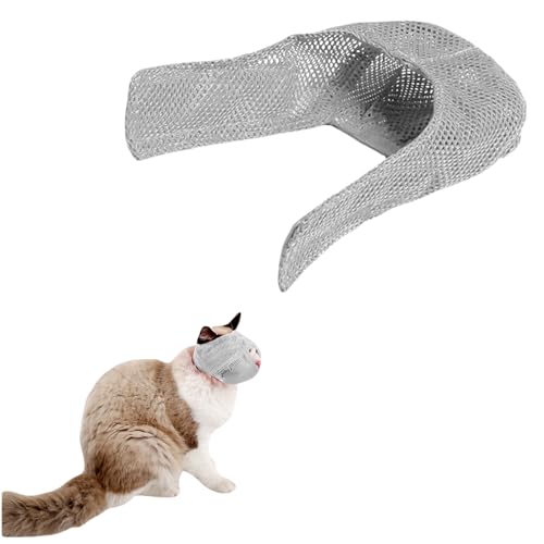 MAEXUS 猫用マスク ペット口輪 猫用 噛みつき防止ペットマスク 爪切り補助用キャットマズル 耳掃除 噛みつき防止 拾い食い防止 快適で ペットマスク (S,グレー)