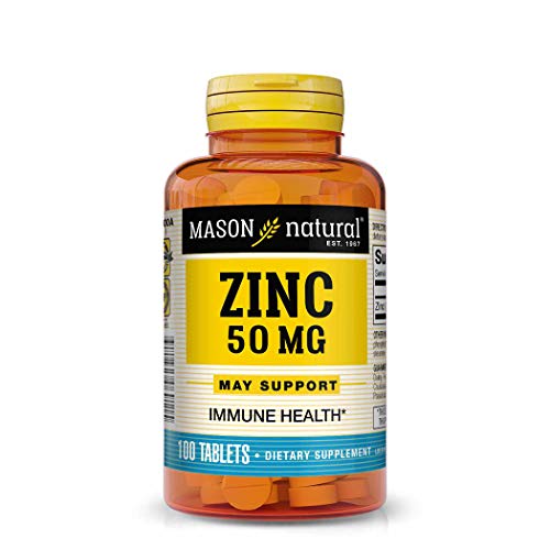 Mason Natural Zinc 50 Mg - Improved Immune System Function, Supports Antioxidant Health, Aids Absorption Of B Vitamins, 100 Tablets #TOP24