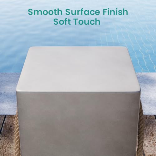SUNBURY Concrete Side Table Set of 2, Outdoor Side Table for Patio, 18\" H Outdoor Accent Table w Hemp Rope, Patio Side Table End Table in Medium Gray, Ceramic Side Table Garden Stool Log Table