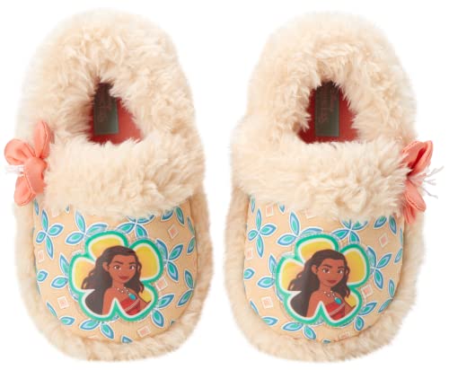 Image of Disney Girls' Moana Slippers - Princess Moana Plush Fuzzy Slippers (Toddler/Little Girl)