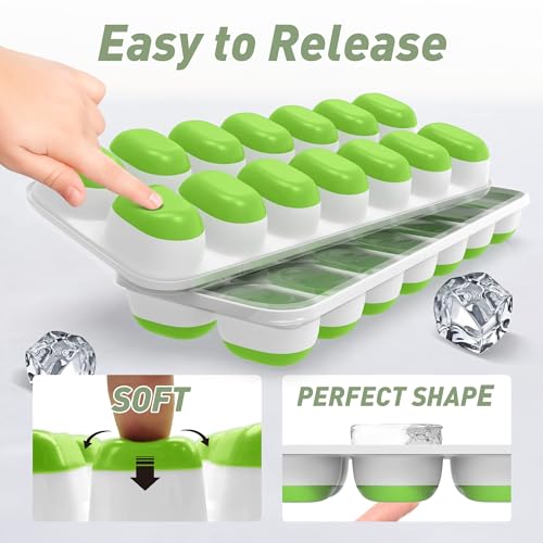 Chefaide USKT128-49-161 Ice Cube Tray With Lid, 4 Pack Durable Stackable Ice Cube Trays thumb #3