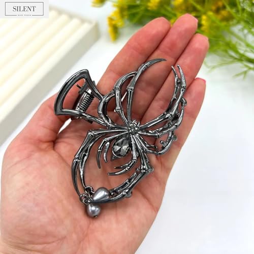 Pinza para cabello metálica negra estilo gótico miniatura 2