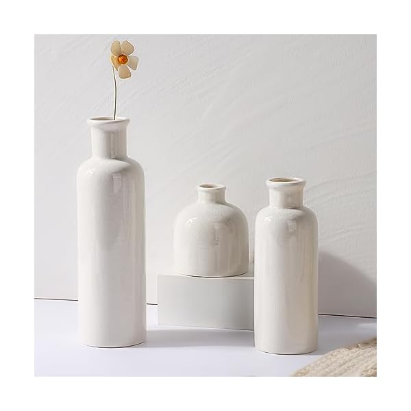 Fixwal Vase 3pcs White Ceramic Vase, Boho Flower Vases for Decor Modern Farmhouse Home Living Room, Dried Flower Bud Vases for Shelf, Mantel, Centerpieces, Kitchen, Coffee Table Decor Fixwal Vase 3pcs White Ceramic Vase, Boho Flower Vases for Decor Modern Farmhouse Home Living Room, Dried Flower Bud Vases for Shelf, Mantel, Centerpieces, Kitchen, Coffee Table Decor