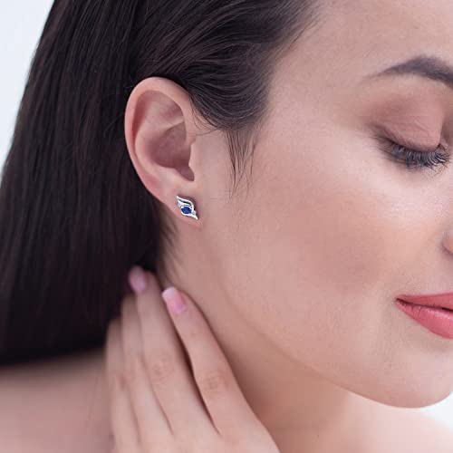 ANGARA Natural Blue Sapphire Earrings for Women | Oval Blue Sapphire and Diamond Shell Stud Earrings in 14K Solid Gold/Silver/Platinum | September Birthday, Anniversary, Gemstone Jewellery Gift4