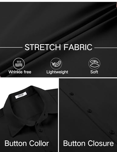 COOFANDY Men's Stretch Dress Shirts Short Sleeve Wrinkle Free Casual Button Down Shirts3