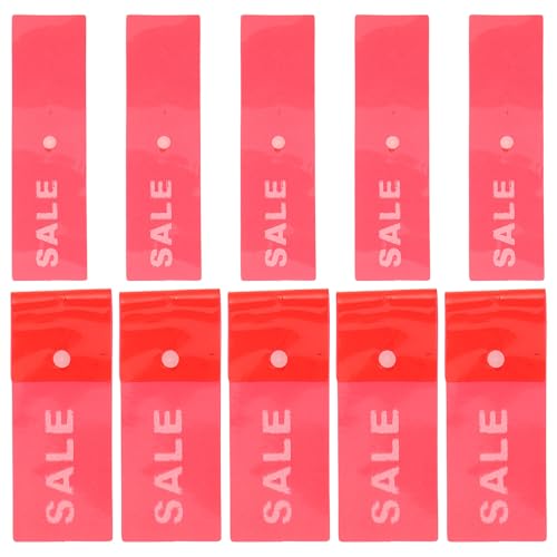 UTHCLO Etiquetas Colgantes para Ropa Rojo 10 Piezas con Mecanismo a Presión, Etiquetas de Plástico para Venta Minorista, Marcadores para Perchas, Suministros para Tiendas y