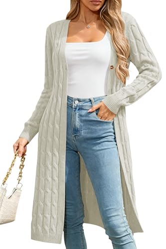 Image of Cakulo Womens Long Cardigans Cable Knit Chunky Cardigan Sweaters Open Front Fall Winter Fashion Outfits Coats 2025