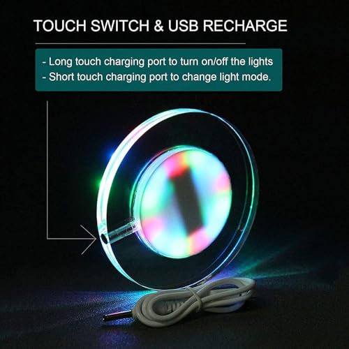 LED-Untersetzer,Wiederaufladbare, leuchtende Getränkeuntersetzer, 3 Leuchtmodi für Bier, Cocktails und Wein – Perfekt für Partys, Hochzeiten, Bars und Clubs (Kreis, Farbe)