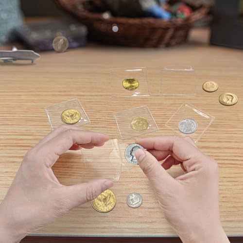 50 fundas para monedas 2.2 x 2.2 pulgadas plástico transparente miniatura 7