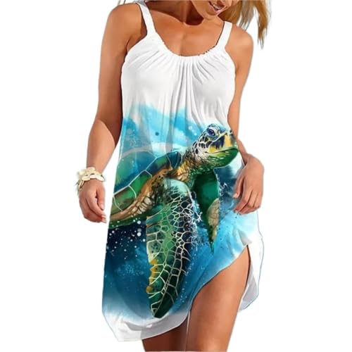 Vestido de playa for mujer con elegante estampado tortuga 3d sin mangas 5