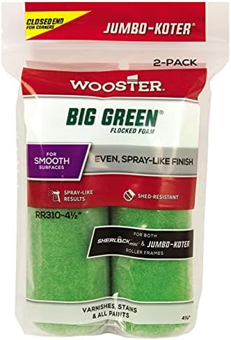 Wooster Brush RR310-4 1/2 Jumbo-Koter Big Green Paint Roller, 4-1/2 in L, Fabric Cover, Phenolic Core, 4.5 Inch image 3
