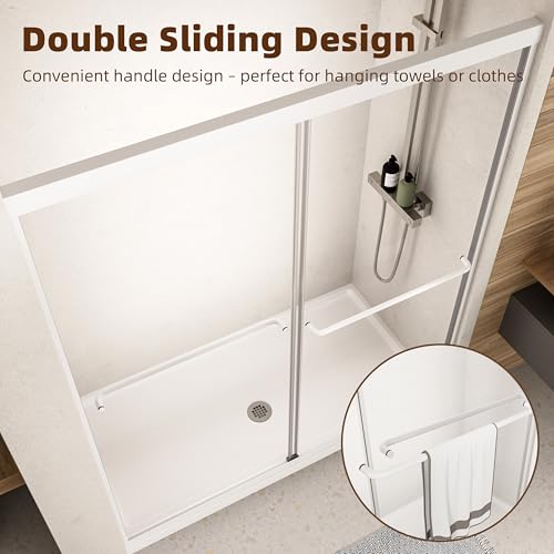 Image of Royal Guard Double Sliding Shower Door,56-60 inch W x 72 inch H,Matte White
