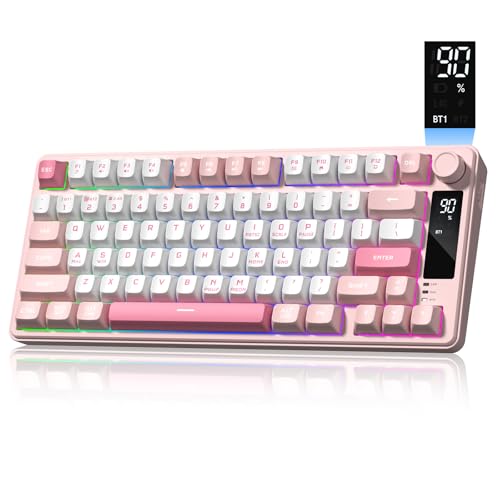 Image of Womier DK75 75% Wireless Gaming Keyboard, RGB Backlit Creamy Keyboard with Media Knob, OLED Screen, Tri-Mode 2.4GHz /USB-C /BT5.0, Anti-Ghosting No-Conflict Silent Membrane Keyboard for MAC Windows