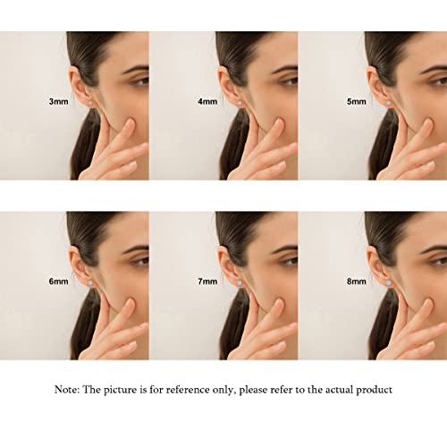 White Gold Plated Sterling Silver Opal Stud Earrings 3Mm-8Mm Options, Simulated Opal Dot Studs Hypoallergenic Jewelry (3, White-Round) #TOP4