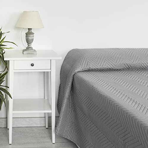 PimpamTex Colcha Bouti para Cama de Primavera y Verano, Cubrecamas de Microfibra y Colores Lisos para Habitación Moderna y Juvenil -(Cama 135/150, Perla)