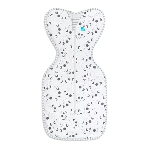 Image of Love To Dream Swaddle UP, Baby Sleep Sack, Twin Zipper For Easy Diaper Changes, Arms UP Position, Hip-Healthy, Lightweight & Breathable, Sleeping Bag, Moderates Temps, 3-6 M, Moonscape White