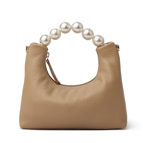 Image of DORIS&JACKY Small Top Handle Clutch Purse for Women, Designer Evening Bag With Pearl Tote Handle and Chain Strap