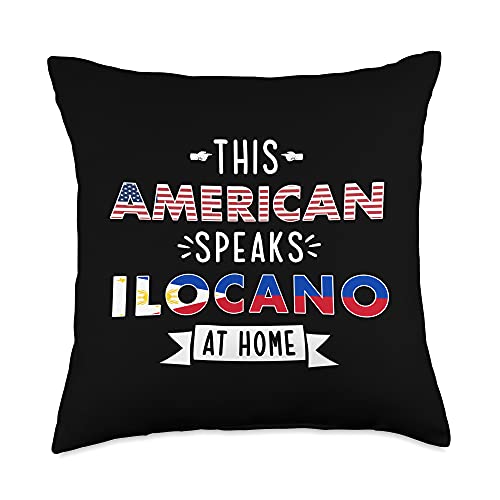Filipino American Ilocano Gift Shop Ilocano with Filipino American Flag Philippine Pride Throw Pillow, 18x18, Multicolor