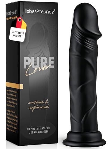 Liebesfreunde® Real Touch Analdildo für Männer - 20cm Soft Dildo mit Saugnapf, medizinisches Silikon, realistisch, weich & sicher, Penis Dildoschwanz Sex Toy, schwarz