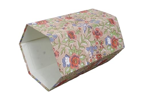 Image of Generic 3.3 Gallon Cotton Hand Block Printed Paper Waste Basket |Small Decorative Trash Can for Housewarming Gifts in Living Room, Bedroom, Bathroom | Eco-Friendly, Plastic-Free (1, CR. BLUE GREEN)
