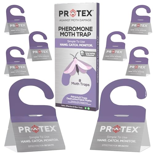 PR0TEX 8 Pack Pheromone Clothes Moth Traps. Monitoring & Prevention. Non-Toxic and Odourless. Protecting Your Precious Fabrics from damaging clothes moths.