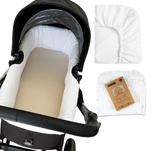 Thermikoa| Kit Funda Capazo Universal de Bambula 100% Algodón + Sabana Bajera + Salvababas Bebé   Cubre Paredes de Capazo Forrada para Proteger y Darle Más Confort al Carrito del Bebé