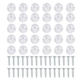 Getdoublerich Kit di 30 clip di fissaggio per vetrine, 13 mm, in plastica trasparente, con viti, supporto per specchio per vetrinetta