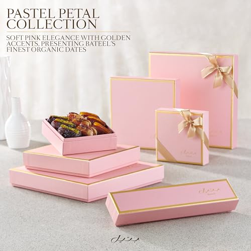 Bateel Pastel Petal Gift Set – Small Assorted Dates | Luxury Collection of Plain & Filled Organic Dates | Elegant Pink Gift Box