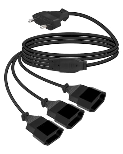 3-in-1 Euro Cavo di Prolunga Piatto Spina Piatta di Tipo C Corta a Presa Multipla Distributore di Euro 2.5A 250V 0.75 mm² per Monitor TV Elettrodomestici