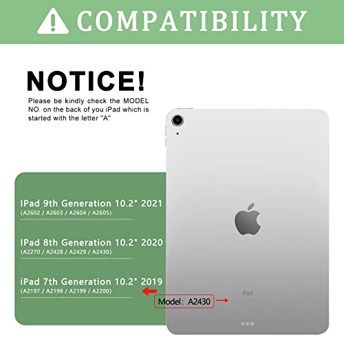 Coo Keyboard Case For Ipad 10.2” 9Th/8Th/7Th Generation With Pencil Holder, Ipad 9Th/8Th/7Th Generation Case With Detachable Wireless Bluetooth Keyboard, Folio Stand Cover For Ipad 10.2 Inch (Green) #TOP1