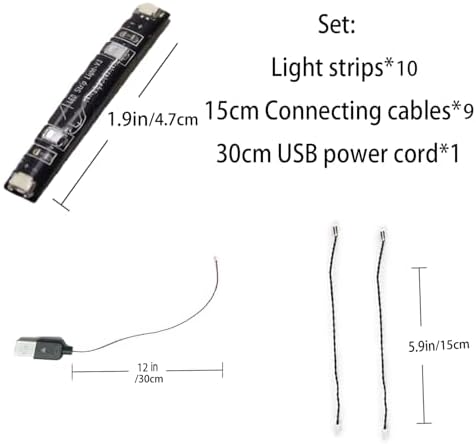 10‑Pack Warm White Self‑Adhesive Light Strips, DIY Lighting Parts for Brick image 3