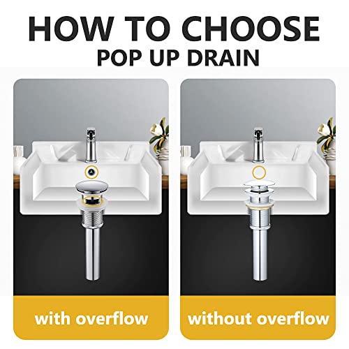 Yodel Faucet Bathroom Vessel Sink Drain without Overflow for big 1 3/4" Drain Opening Only - Pop Up Drain,Chrome,Y1618W-CH