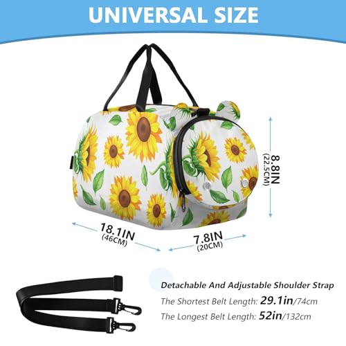 Leaves Flowers White Kids Travel Duffel Bag for Boys Girls Overnight Weekend Tote Bag with Shoes Compartment for Trip Beach Swim3