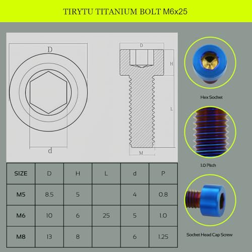 Image of M6x25 Titanium Bolts Hex Socket Cap Screw, Burnt Blue, 4PC