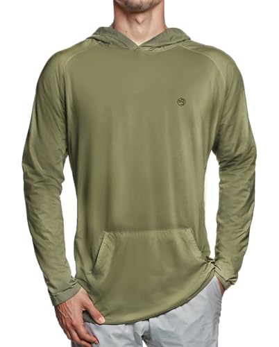 Mens Dry-Fit UPF 50+ Sun Shirt Hooded, Fishing Shirts for Men Long Sleeve, SPF Shirts for Men, Men's Rash Guard