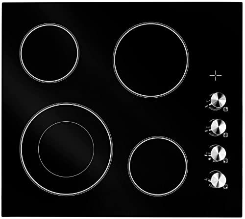 FORTÉ F24CC4B Electric Cooktop, Built In Stove Top with Electric Burners for Cooking, 4 Burner, 24 Inch Cook Top, Ceramic Cooktop, Black Top Wall Oven, Glass Ceramic with Hot Surface Indicator